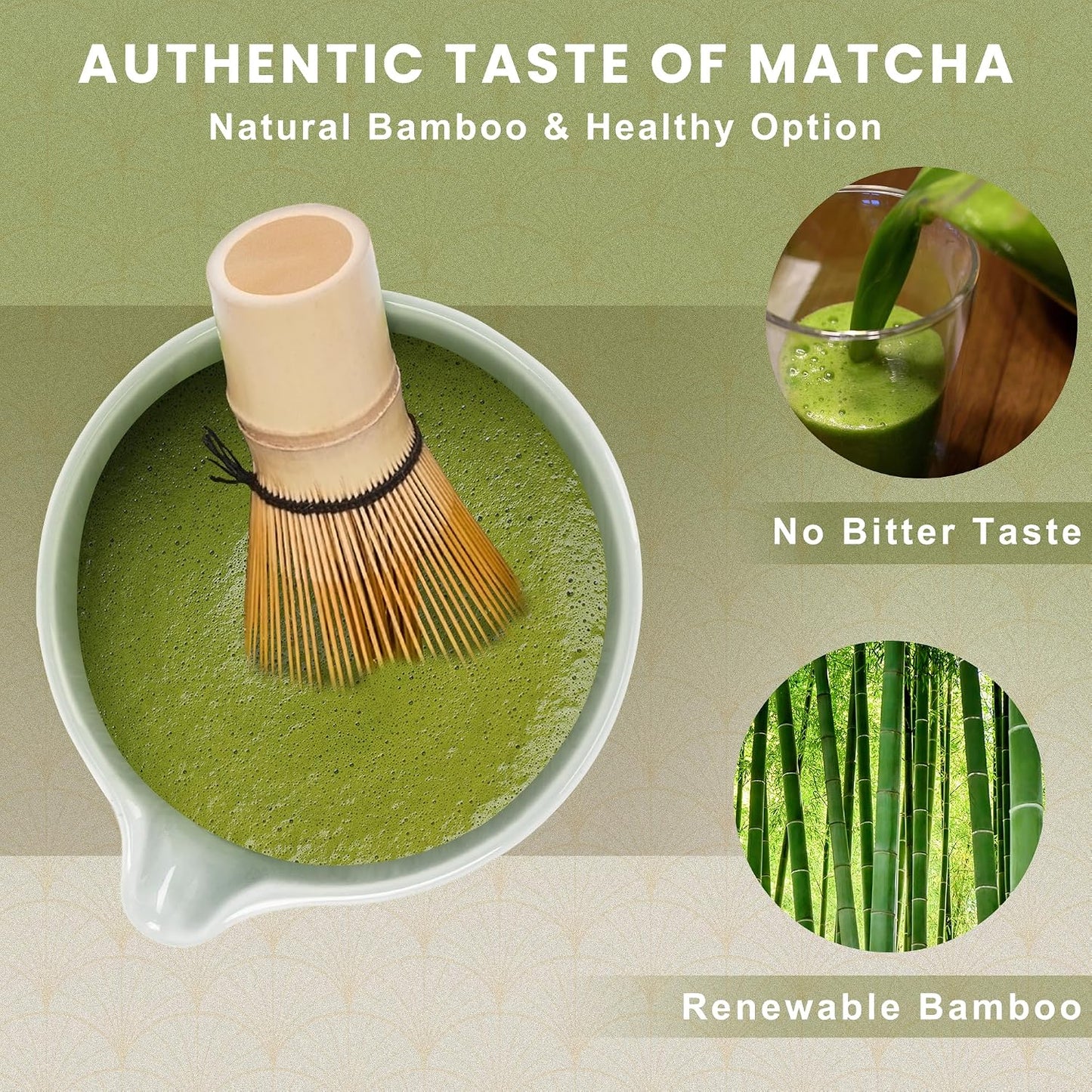Matcha Whisk Set, Ceramic Matcha Set Includes Matcha Bowl, Matcha Whisk (Chasen) and Holder, Sifter, Bamboo Scoop & Spoon - 6 Pcs Matcha Kit for Matcha Lovers White