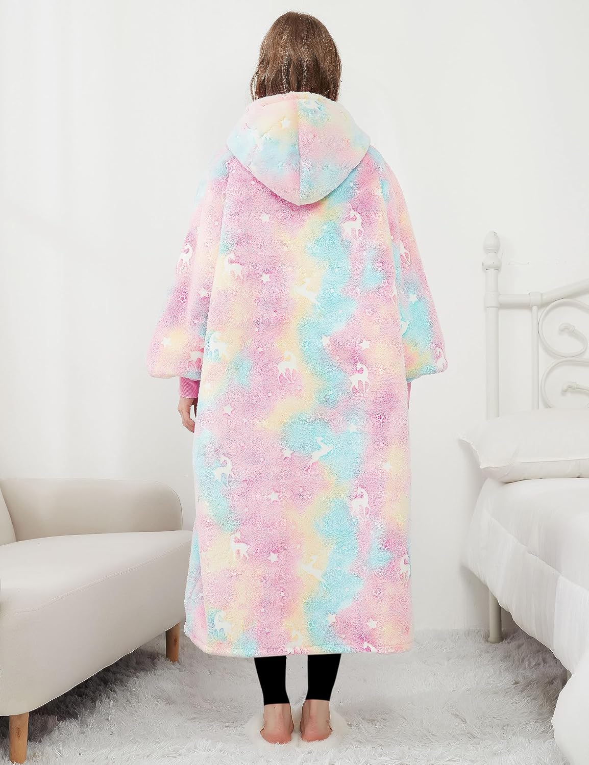 KFUBUO Wearable Blanket Hoodie for Adults Sherpa All Patterns Cat Oversized Sweatshirt Blanket with Pockets for Women