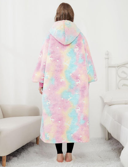 KFUBUO Wearable Blanket Hoodie for Adults Sherpa All Patterns Cat Oversized Sweatshirt Blanket with Pockets for Women