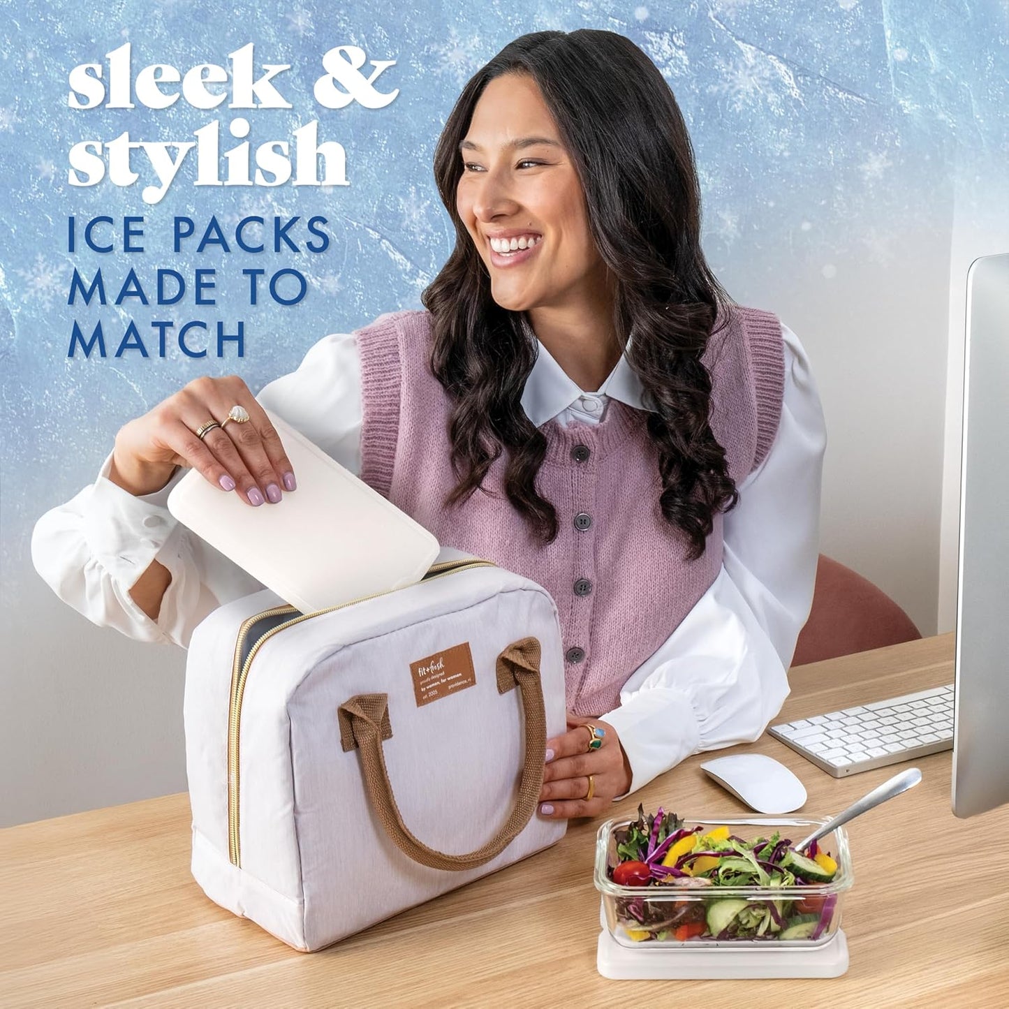 Cool Coolers by Fit & Fresh 4 Pack XL Slim Ice Packs, Quick Freeze Space Saving Reusable Ice Packs for Lunch Boxes or Coolers
