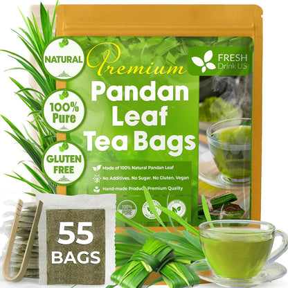 FreshDrinkUS, Premium Pandan Leaf Tea, 55 Count, Pure, Caffeine Free