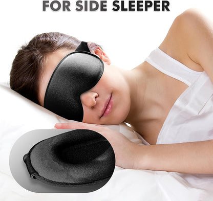 Sleep Eye Mask for Men Women, Lash Extensions 3D Sleeping Mask, Travel Blackout Night Blindfold Eye Shade Cover with Adjustable Strap (Black)