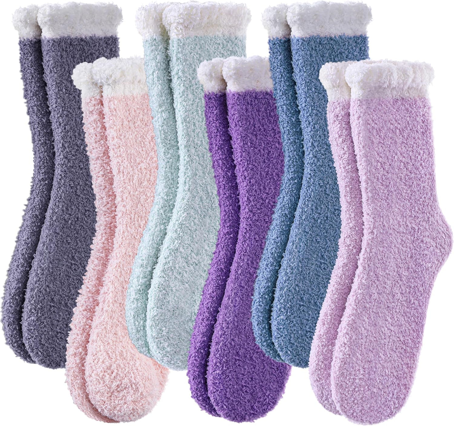 LINEMIN Womens Fuzzy Socks Cozy Fluffy Winter Warm Slipper Socks Microfiber Soft Home Sleeping Socks