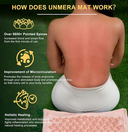 UNMERA Acupressure Mat and Pillow Set,Natural Premium Linen & Coconut Fiber Filling,for Back/Neck Pain Relief, Sciatic, Headache and Muscle Relaxation, Comes with Carrying Bag