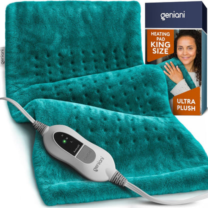GENIANI Electric Heating Pad for Back Pain & Cramps Relief, Electric Throw, Self Care Gifts for Women, Heating Pad for Neck & Shoulder, Machine Washable Microplush, Auto Shut Off (12"x24", Tabby Gray)