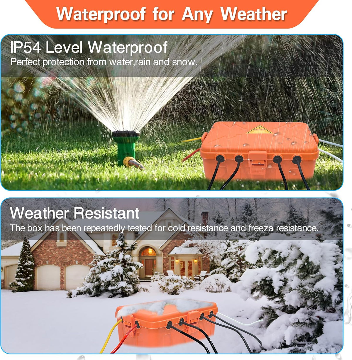 Hrensaw Large Outdoor Electrical Box Waterproof(12.5x8.5x5inch),IP54 Waterproof Outdoor Outlet Covers,Weatherproof Extension Cord Covers Protect Outlet,Plug,Timer,Power Strip,Holiday Light,Black
