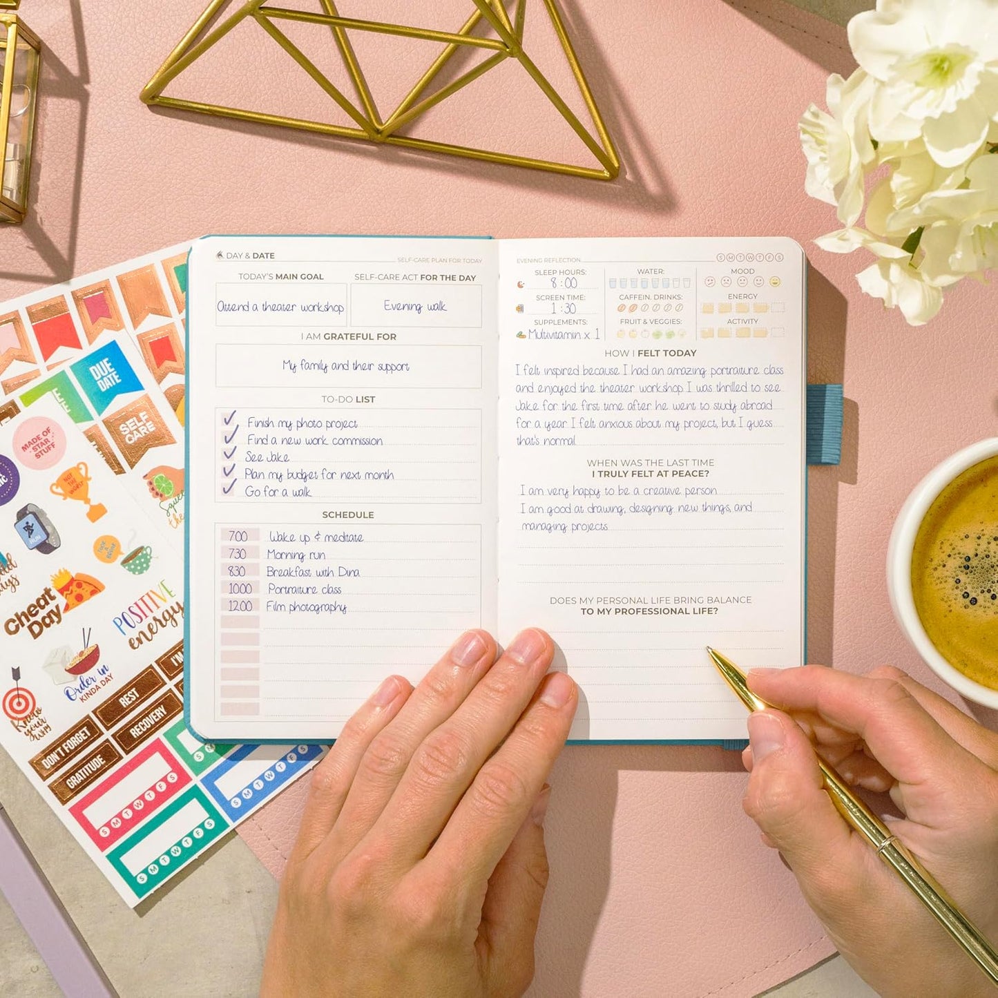 Clever Fox Self-Care Journal – Daily Reflection Notebook – Mental Health & Personal Development Planner, Meditation & Mood Log, A5 (Aquamarine)