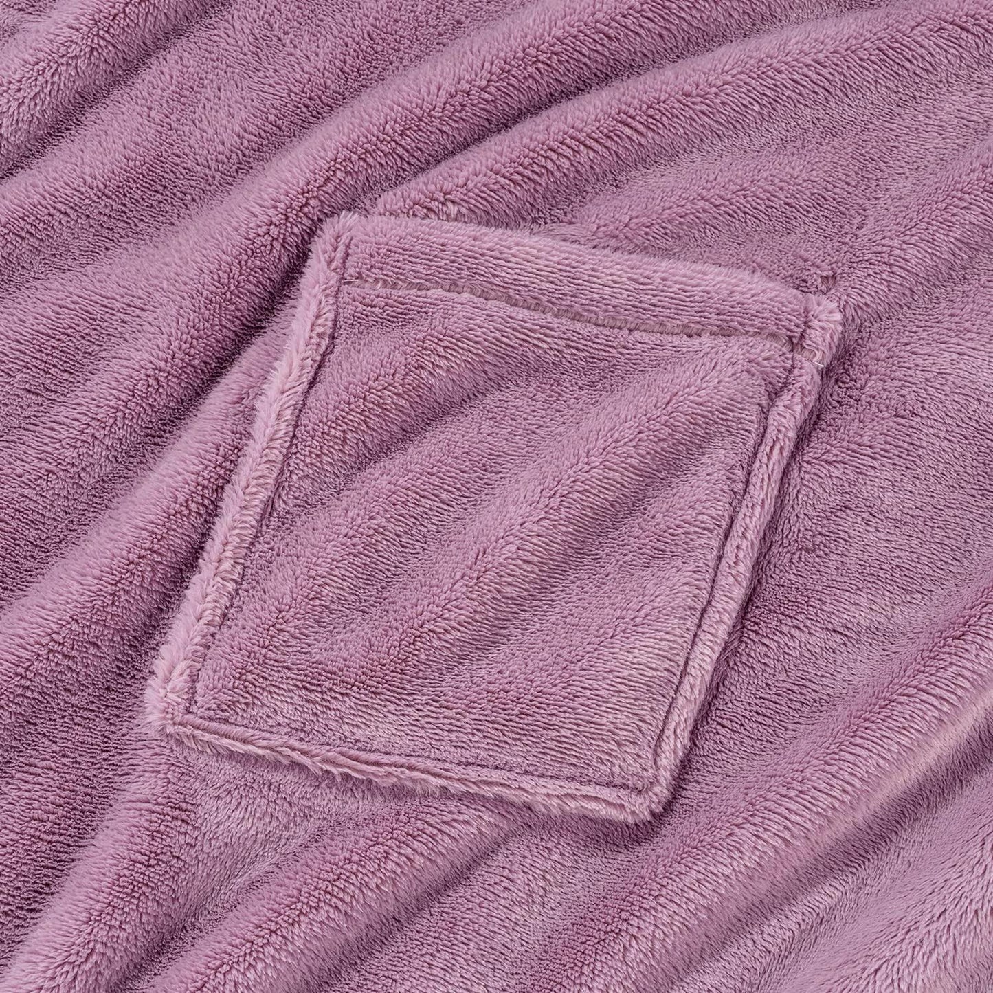 Berkshire Blanket Primalush™ Wearable Blanket, Cozy Loungewear Pocketed Plush Cape Wrap for Adults & Teens(Purple, One Size 58"X64")