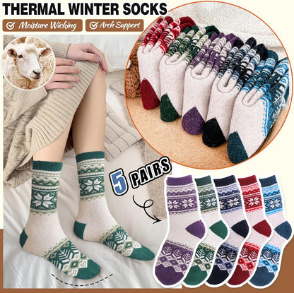 EBMORE Merino Wool Socks for Women Hiking Thermal Warm Winter Thick Boot Cozy Crew Comfy Work Socks for Ladies 5 Pairs