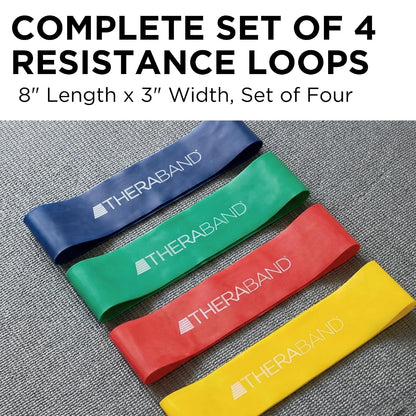 THERABAND Resistance Band Loop Set of 3, Exercise, 12", Black/Silver/Gold