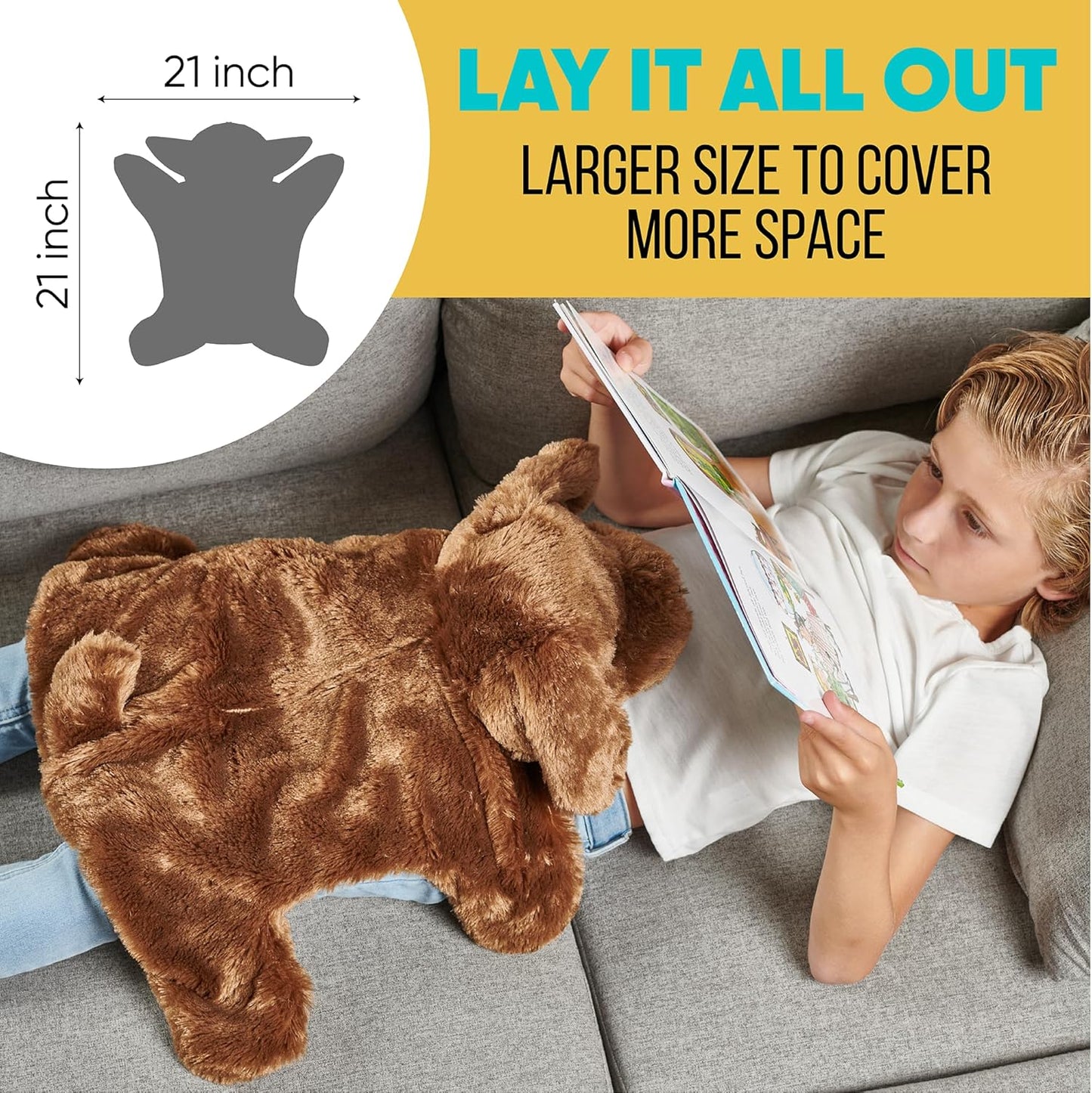 FRIENDLY CUDDLE Weighted Lap Blanket for Kids & Adults – Kids Weighted Blanket – ASD, Sensory Processing Weighted Stuffed Animals Dog Toy – Microwavable Weighted Lap Pad for Kids, 5 Lbs.