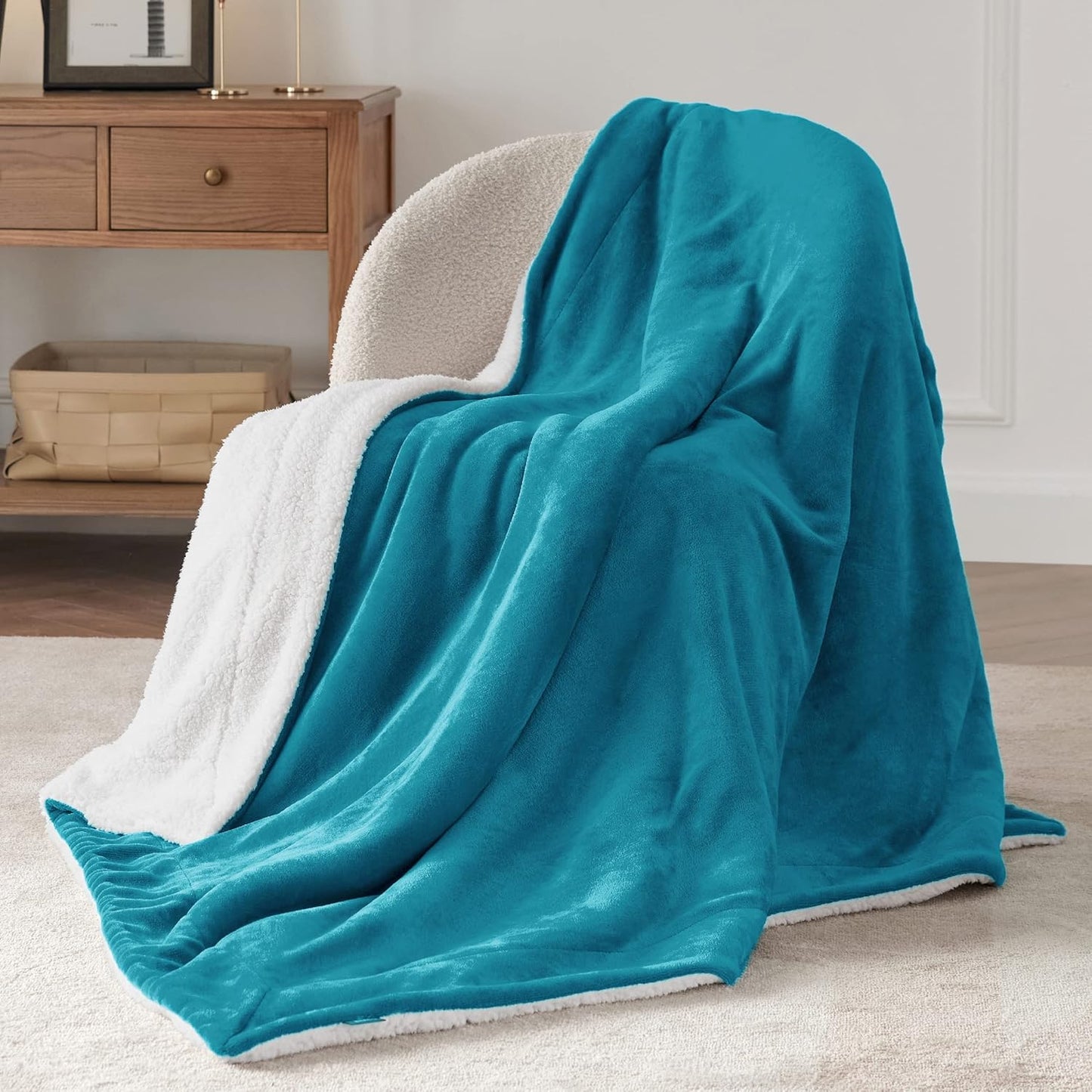 Bedsure GentleSoft Sherpa Fleece Throw Blanket for Couch, Non-Heated, Thick & Warm Cozy Blanket for Winter, Soft Fuzzy Plush Throw Gifts for Women and Men, Grey, 50x60 Inches