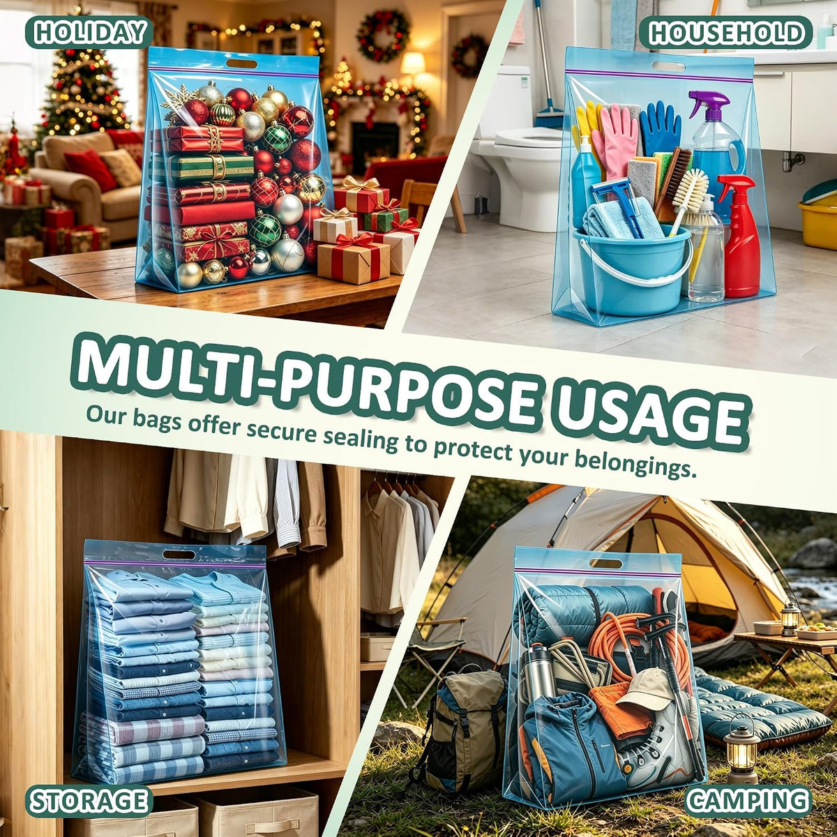 25 Gallon Storage Bags with Handles