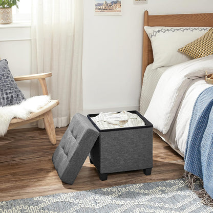 SONGMICS Storage Ottoman, Small Ottoman Foot Rest with Legs, 12.6 x 15.7 x 13.2 Inches Foot Stool, Load up to 660 lb, for Living Room, Bedroom, Dorm, Slate Gray ULSF012G01
