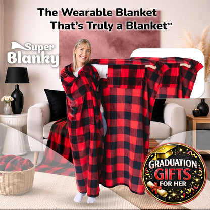 Super Blanky Wearable Blankets for Women & Men, Graduation Day Gift for Her, Cozy Gifts for Women, Wife Birthday Gifts Ideas