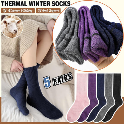 EBMORE Merino Wool Socks for Women Hiking Thermal Warm Winter Thick Boot Cozy Crew Comfy Work Socks for Ladies 5 Pairs