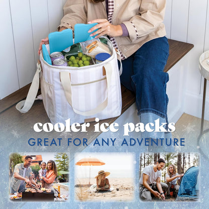 Cool Coolers by Fit & Fresh 4 Pack XL Slim Ice Packs, Quick Freeze Space Saving Reusable Ice Packs for Lunch Boxes or Coolers