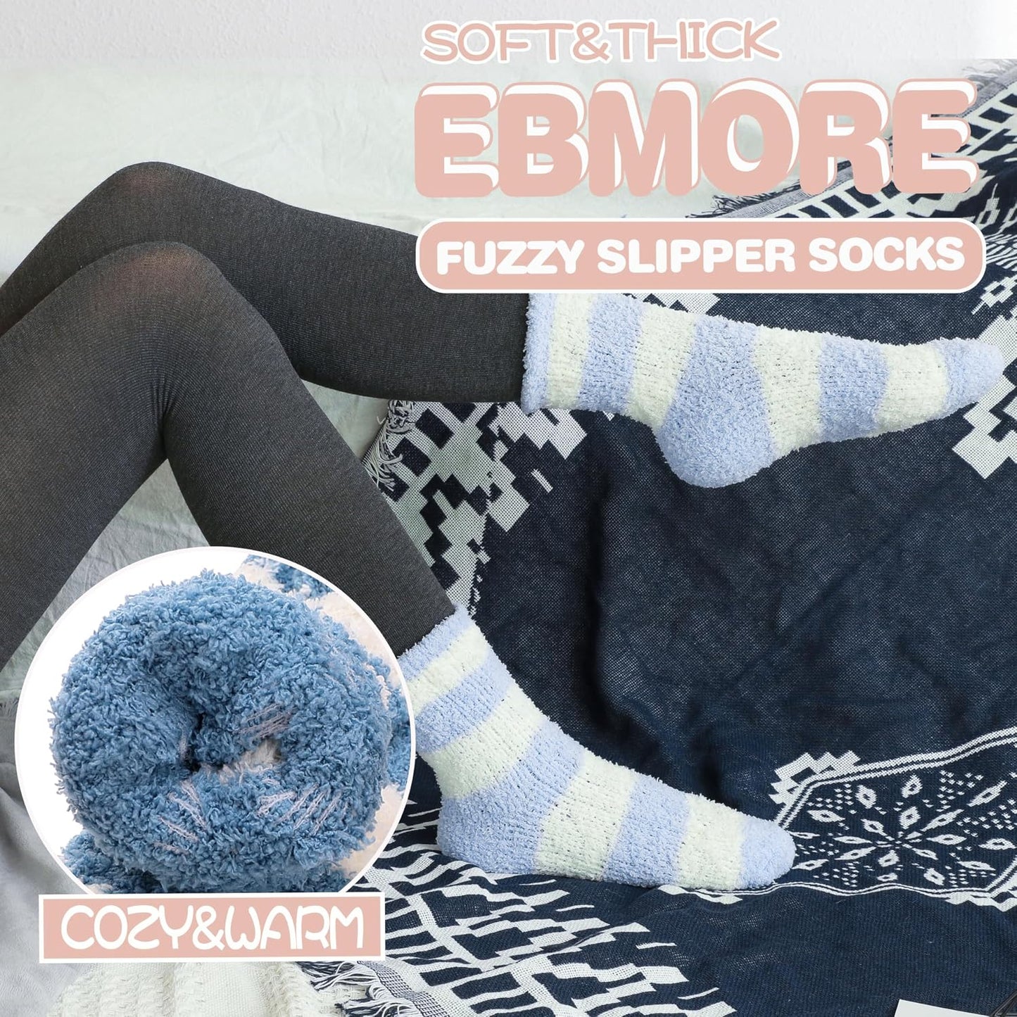 EBMORE Womens Fuzzy Socks Slipper Fluffy Cozy Comfy Cabin Plush Warm Winter Sleep Home Soft Socks