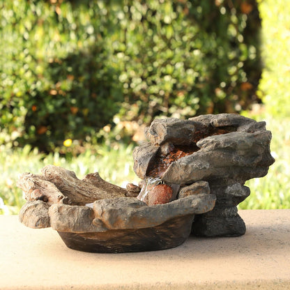 Alpine Corporation 13" Tall Indoor Tabletop Water Fountain, 4 Tier Cascading Water Feature with LED Lights for Home, Office, Living Room, or Zen Decor, Gray