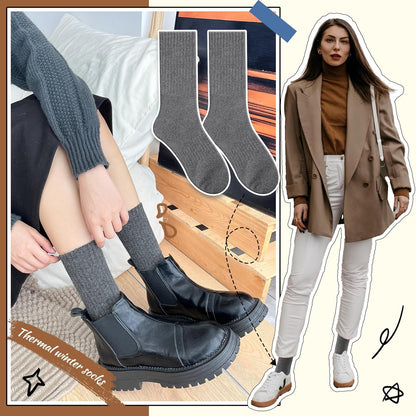 EBMORE 5 Pairs Women Merino Wool Boot Socks Warm Thermal Winter Thick Hiking Cozy Cabin Crew Comfy Socks for Ladies