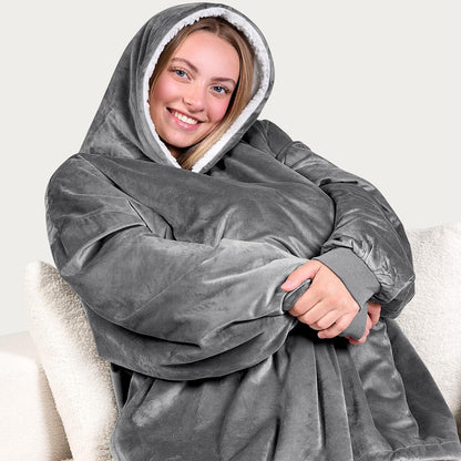 Bare Home Wearable Blanket Hoodie - Soft Plush Sherpa - Warm and Cozy - Oversized Wearable Blanket