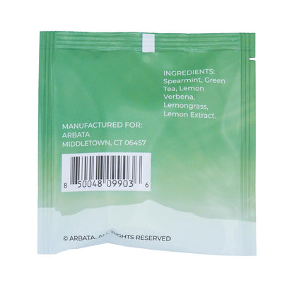 Arbata Lemon Mint Green Tea, 12 Pyramid Tea Bags – Artisanal Lightly Caffeinated Green Tea with Spearmint, Lemongrass & Lemon Verbena, Refreshing Citrus Mint Tea Sachets, Made in USA