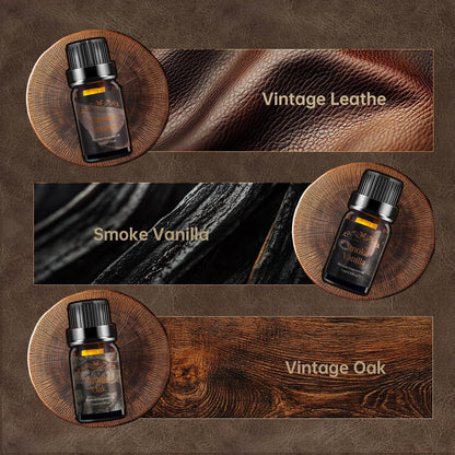 Men Essential Oils Set for Diffuser for Home, 6x10ml Masculine Fragrance Oils for Candle Making, Scented Oil Gift Set for Men, Mahogany, Sandalwood, Cologne, Smoke Vanilla, Leather