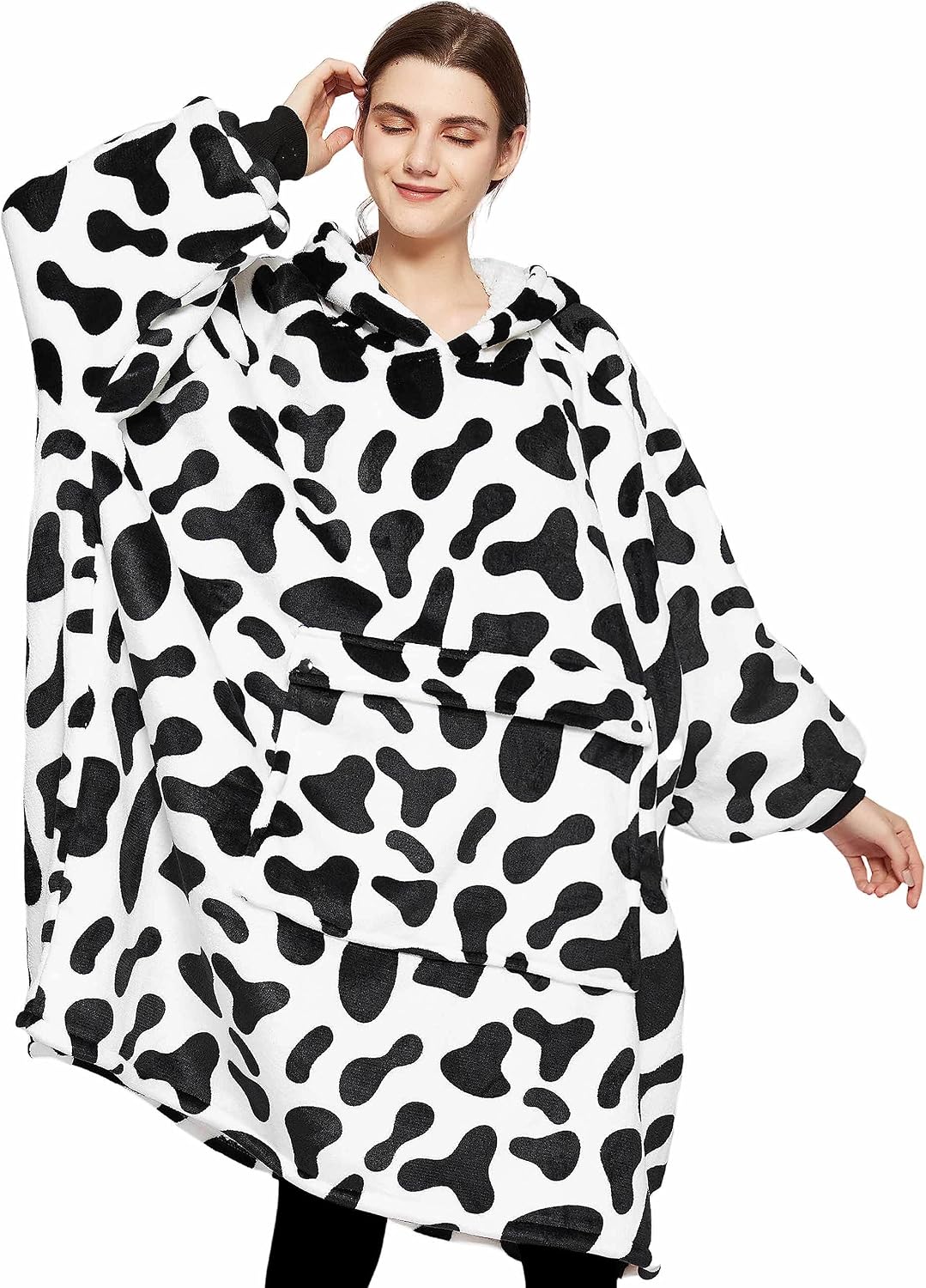KFUBUO Wearable Blanket Hoodie for Adults Sherpa All Patterns Cat Oversized Sweatshirt Blanket with Pockets for Women