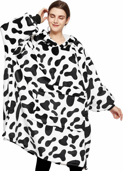 KFUBUO Wearable Blanket Hoodie for Adults Sherpa All Patterns Cat Oversized Sweatshirt Blanket with Pockets for Women