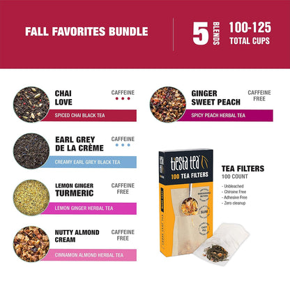 Tiesta Tea Fall Medley Dry Flight Set – Assorted Herbal, Black, Chai