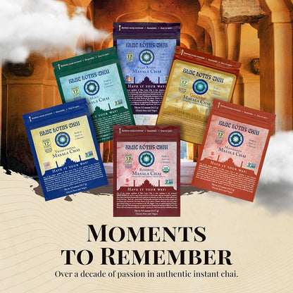 Blue Lotus Chai - Rooibos Flavor Masala Chai - Makes 65 Cups - 2 Ounce Masala Spiced Chai Powder with Organic Spices - Instant Indian Tea No Steeping - No Gluten