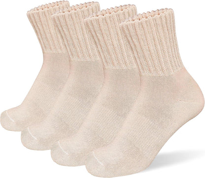 suaskk Womens Cozy Solid Thick Cushioned Thermal Crew Boot Socks 4 Pairs | Soft and comfortable, Arch Support, Non-Slip, Sturdy and durable