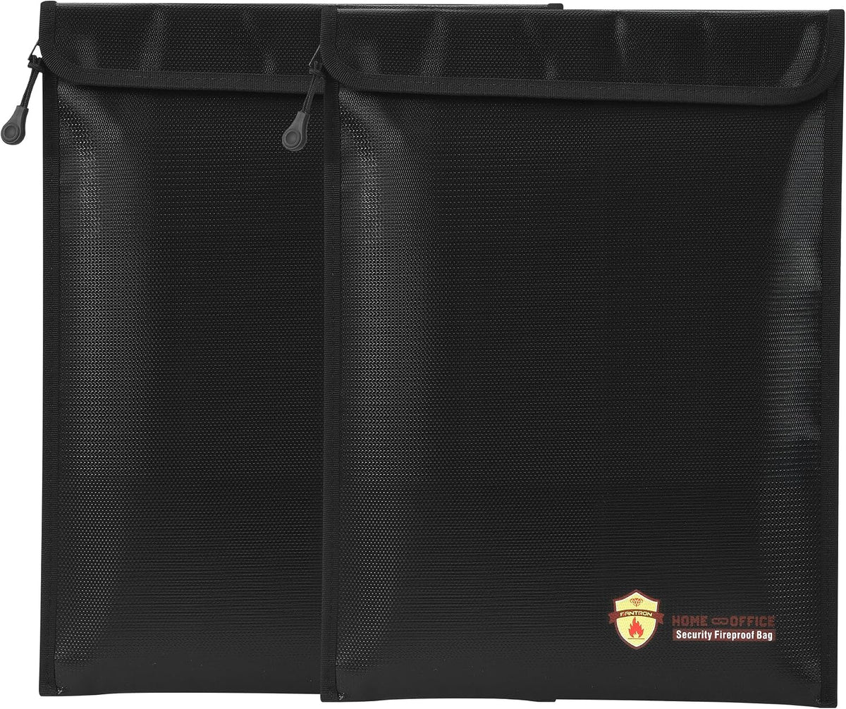 3 Pcs Fireproof Waterproof Document Bag(2000℉), Fire and Water Resistant Safe Zipper Storage Organizer Pouch for A4 A5 Documents Holder, Cash, Passport, Tablet, Laptop, File, Jewelry,(Black)