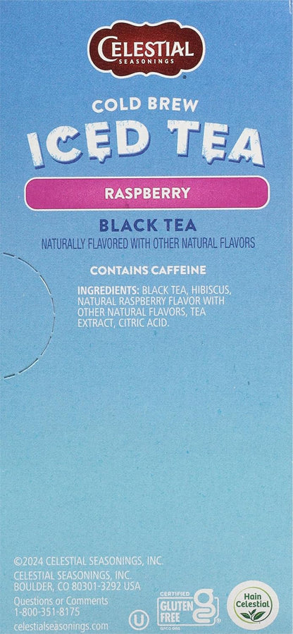 Celestial Seasonings Cold Brew Raspberry Black Iced Tea 18 Tea Bags
