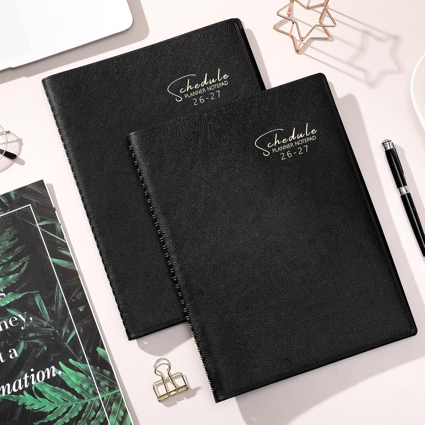 Appointment Book 2026-2027- Business Planner, JUL 2026 - JUN 2027,Planner 2026-2027, 3-Tier Schedule Planner, 8.74" x 11.38", 60 Minutes Intervals + Monthly Tabs + Leather Cover + Pocket - Pea Green