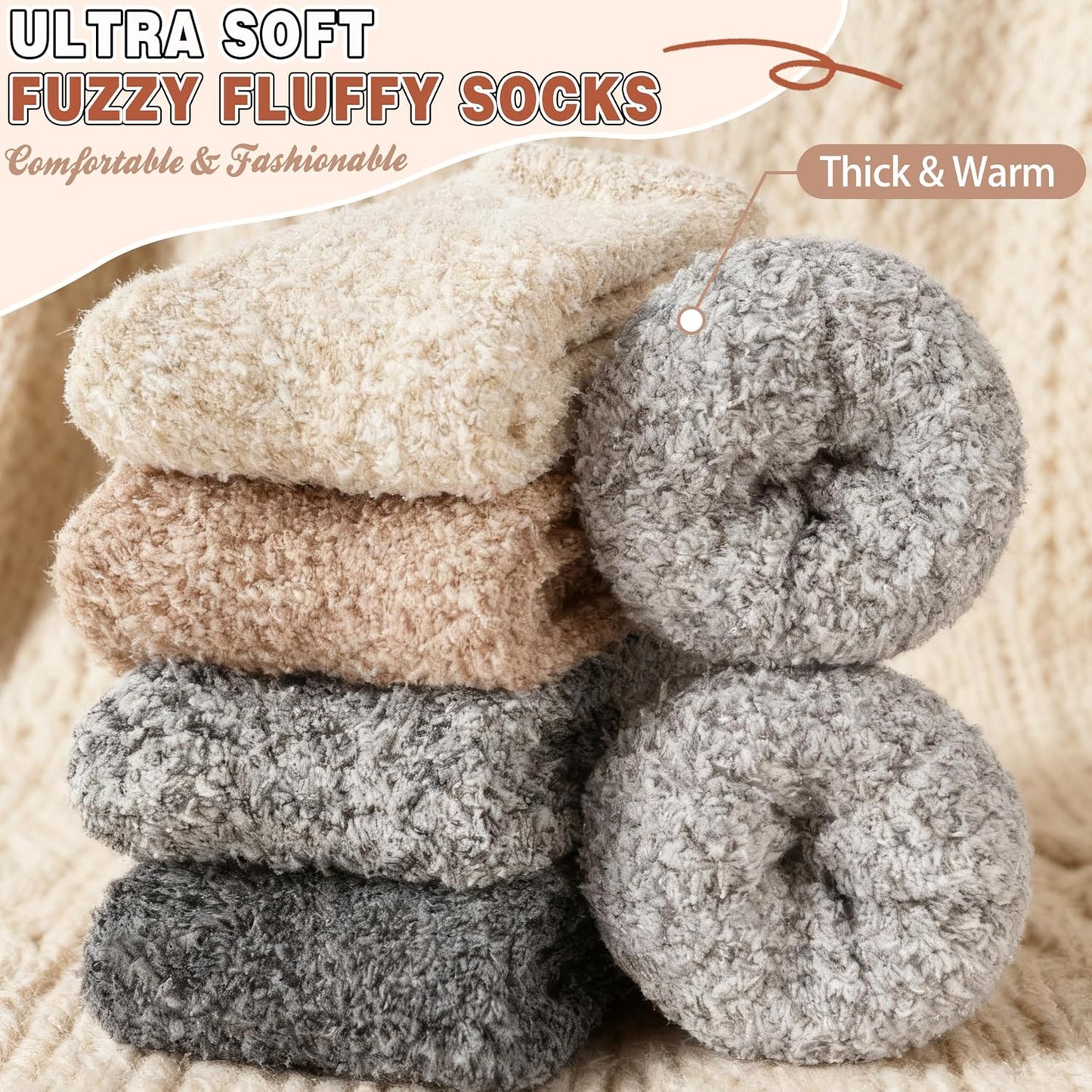 EBMORE Womens Fuzzy Socks Slipper Fluffy Cozy Comfy Cabin Plush Warm Winter Sleep Home Soft Socks