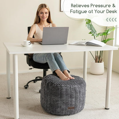 HIGOGOGO Pouf Ottoman Stuffed Round Modern Foam Filled Foot Rest Poufs for Living Room Chair Decorative 20 X 15 Inches Boho Relax Stool for Wedding Christmas Party, Beige