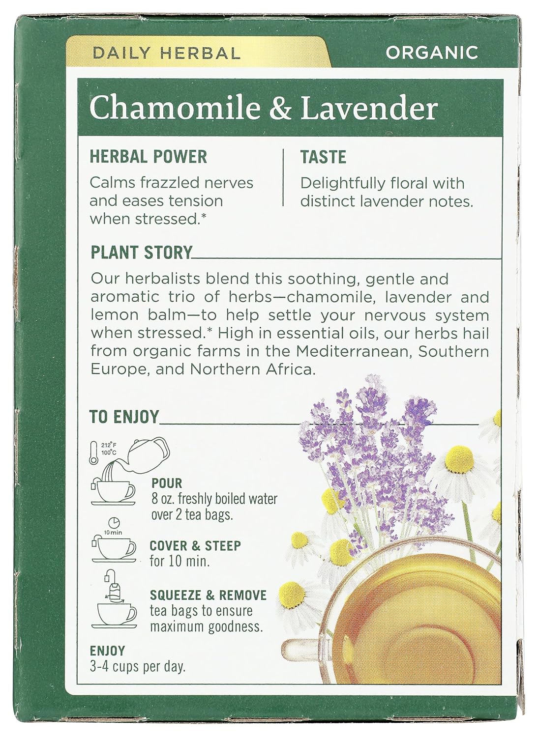 Traditional Medicinals Organic Chamomile with Lavender Herbal Tea, 16 Tea Bags (Pack of 1)