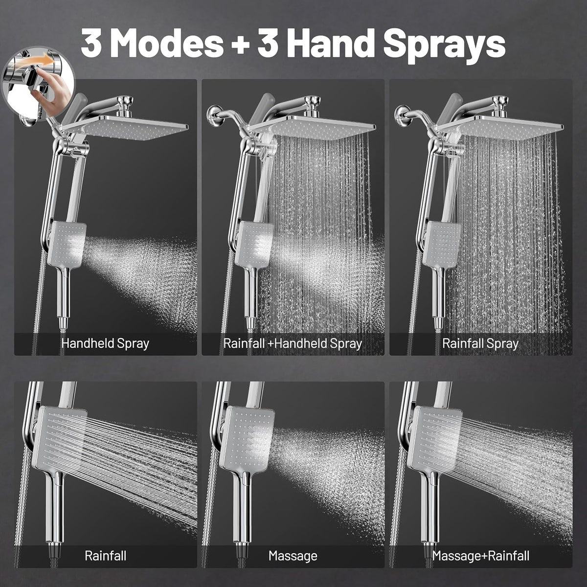 Dual Filtered Rainfall Handheld Showerhead Spray Combo with 7 Modes