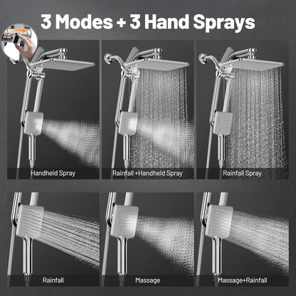 Dual Filtered Rainfall Handheld Showerhead Spray Combo with 7 Modes