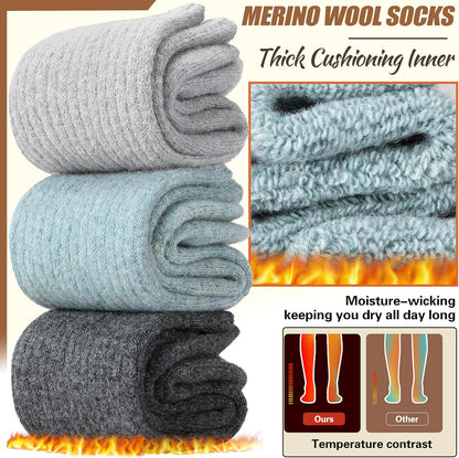 EBMORE Merino Wool Socks for Women Hiking Thermal Warm Winter Thick Boot Cozy Crew Comfy Work Socks for Ladies 5 Pairs