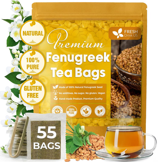 FreshDrinkUS, Premium Fenugreek Tea Bag, 55 Count, Pure, Caffeine Free