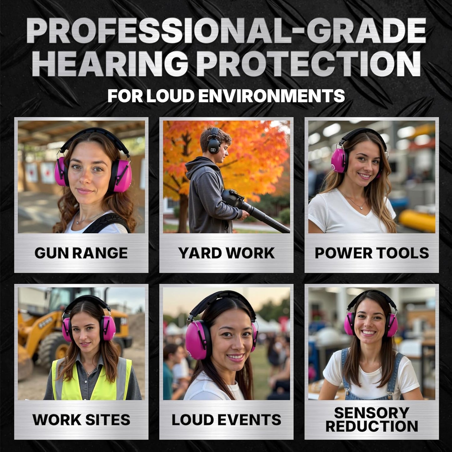 DECIBEL DEFENSE Professional Safety Ear Muffs 37dB NRR - The HIGHEST Rated & MOST COMFORTABLE Ear Protection for Shooting & Industrial Use - THE BEST HEARING PROTECTION...GUARANTEED (BLACK)