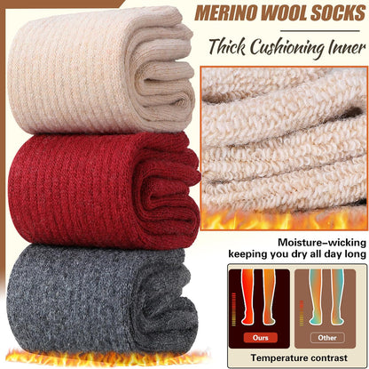 EBMORE Merino Wool Socks for Women Hiking Thermal Warm Winter Thick Boot Cozy Crew Comfy Work Socks for Ladies 5 Pairs