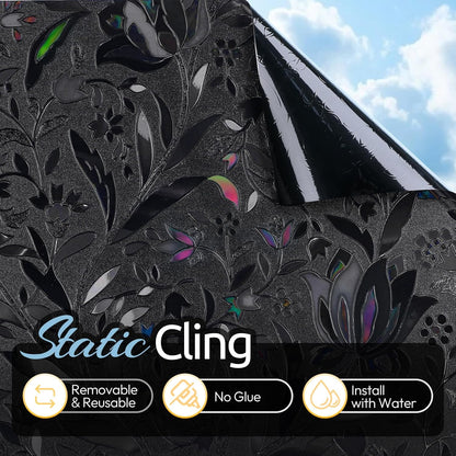rabbitgoo Window Privacy Film One Way Window Tint for Home, Removable Reflective Heat Sun Blocking Anti UV Glass Door Covering, Mirror Tinting Film House Office, 17.5 Inch X 6.5 Feet, Black Silver