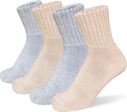 suaskk Womens Cozy Solid Thick Cushioned Thermal Crew Boot Socks 4 Pairs | Soft and comfortable, Arch Support, Non-Slip, Sturdy and durable