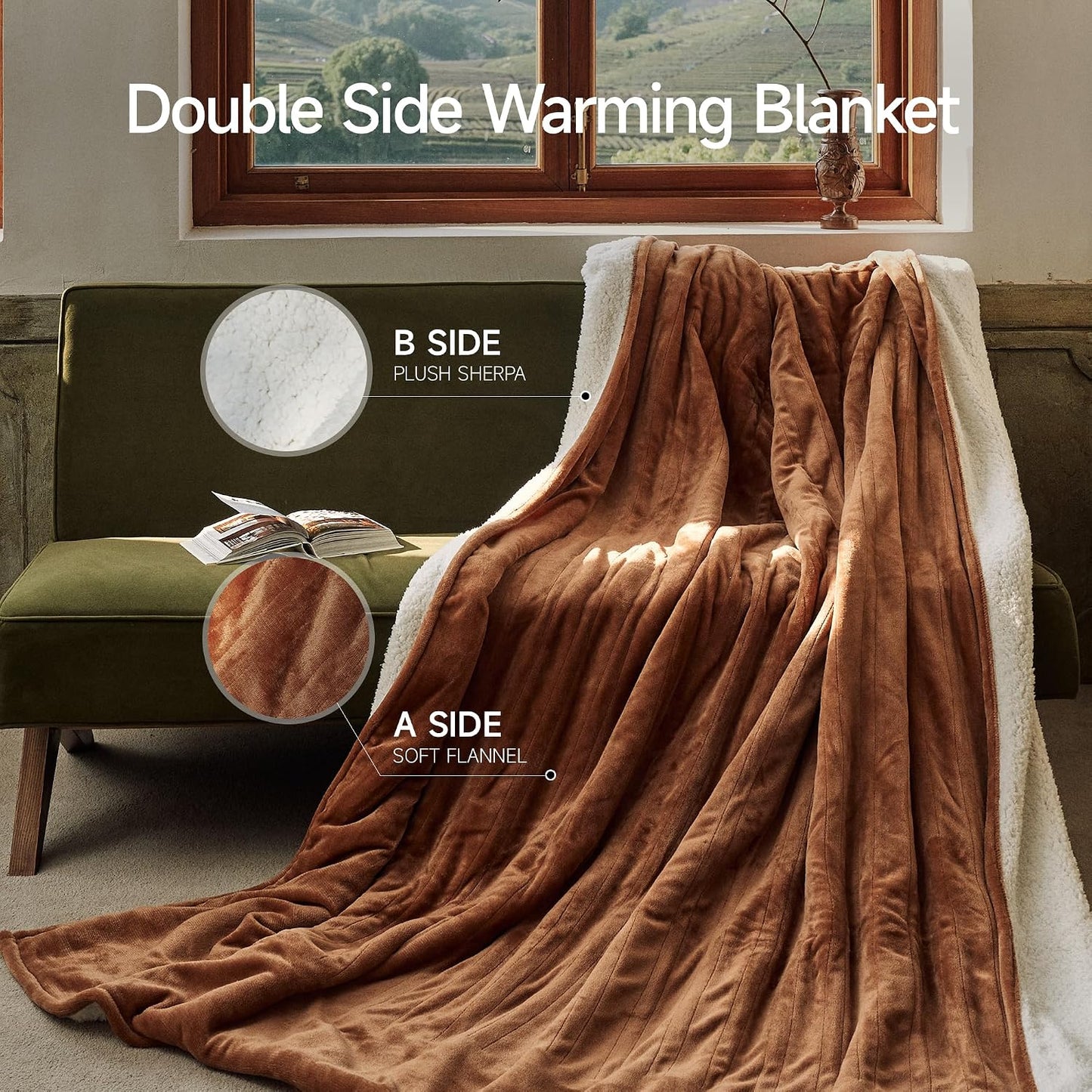 GOTCOZY Heated Throw Blanket, 50''X60'' - Soft Silky Plush Electric Blanket with 4 Heating Levels & 3 Hour Auto Off, ETL Certified, Machine Washable (Grey)