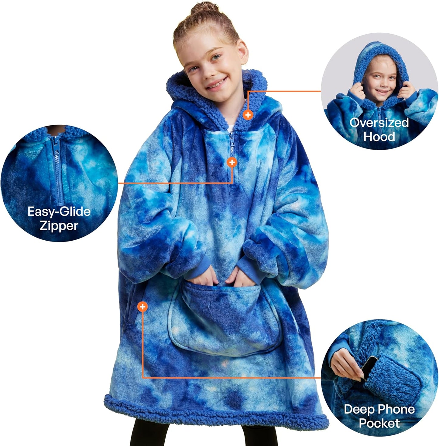 Giggling Getup Wearable Blanket Hoodie for Adults Gifts for Teen Girls Sister Women Sherpa Fleece Printed Hooded Blanket Sweatshirt Warm Cozy with Pocket & Sleeves Beige Cat