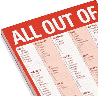Knock Knock All Out Of Grocery List Note Pad, 6 x 9-inches (Blue)