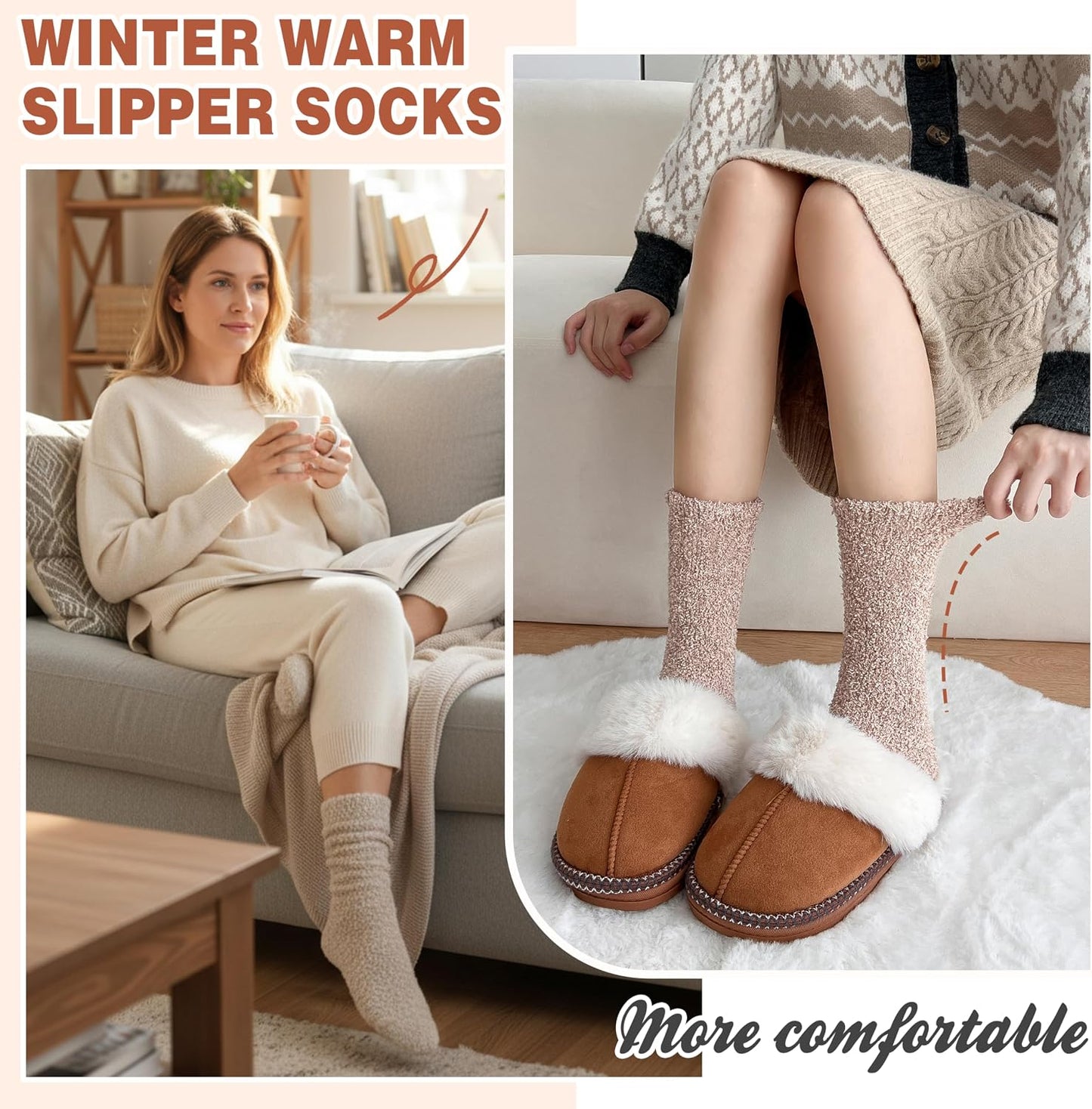 EBMORE Womens Fuzzy Socks Slipper Fluffy Cozy Comfy Cabin Plush Warm Winter Sleep Home Soft Socks